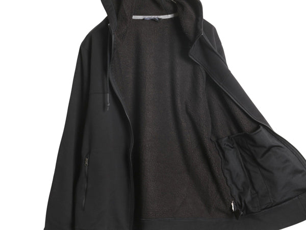 ノースフェイス 裏ボア フリース フルジップ スウェット フード パーカー メンズ L アウトドア パイル ジャケット ブルゾン ハイネック 黒