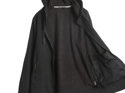 ノースフェイス 裏ボア フリース フルジップ スウェット フード パーカー メンズ L アウトドア パイル ジャケット ブルゾン ハイネック 黒