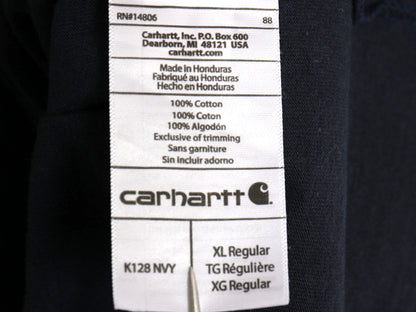 US企画 カーハート ヘンリーネック ポケット付き 長袖 Tシャツ メンズ XL ロンT ポケT ワンポイント ヘビーウェイト 大きいサイズ ネイビー