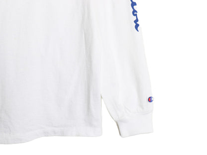 80s USA製 チャンピオン プリント 長袖 Tシャツ メンズ XL ヴィンテージ ロンT カットソー ヘビーウェイト 大きいサイズ 袖プリント 青タグ