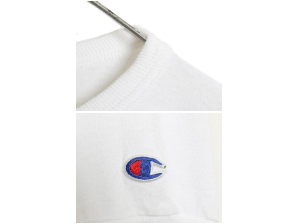 80s USA製 チャンピオン プリント 長袖 Tシャツ メンズ XL ヴィンテージ ロンT カットソー ヘビーウェイト 大きいサイズ 袖プリント 青タグ