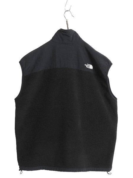 90s USA製 ノースフェイス デナリ ベスト メンズ XL オールド 前開き 重ね着 フルジップ フリース ナイロン ワンポイント 黒 大きいサイズ