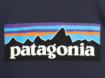 パタゴニア 両面 プリント 半袖 Tシャツ メンズ XL 古着 18年製 アウトドア P6 ボックスロゴ バックプリント クルーネック 大きいサイズ 紺