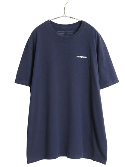パタゴニア 両面 プリント 半袖 Tシャツ メンズ XL 古着 18年製 アウトドア P6 ボックスロゴ バックプリント クルーネック 大きいサイズ 紺