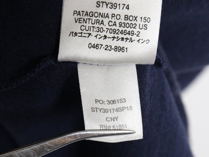 パタゴニア 両面 プリント 半袖 Tシャツ メンズ XL 古着 18年製 アウトドア P6 ボックスロゴ バックプリント クルーネック 大きいサイズ 紺