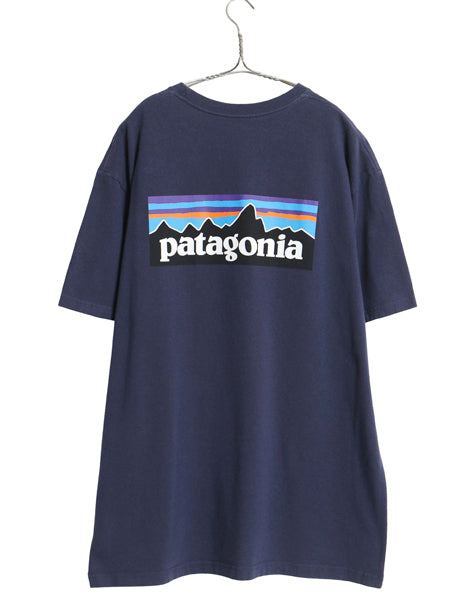 パタゴニア 両面 プリント 半袖 Tシャツ メンズ XL 古着 18年製 アウトドア P6 ボックスロゴ バックプリント クルーネック 大きいサイズ 紺