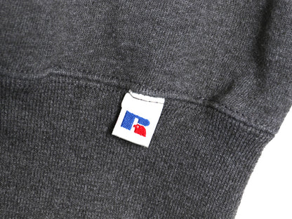 90s USA製 ラッセル 無地 スウェット メンズ レディース М 古着 オールド トレーナー 前V 裏起毛 ワンポイント ブランク シンプル グレー