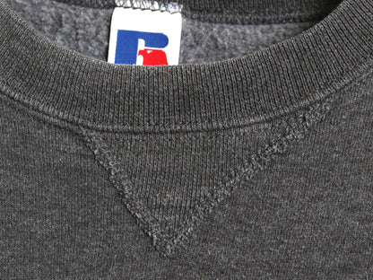 90s USA製 ラッセル 無地 スウェット メンズ レディース М 古着 オールド トレーナー 前V 裏起毛 ワンポイント ブランク シンプル グレー