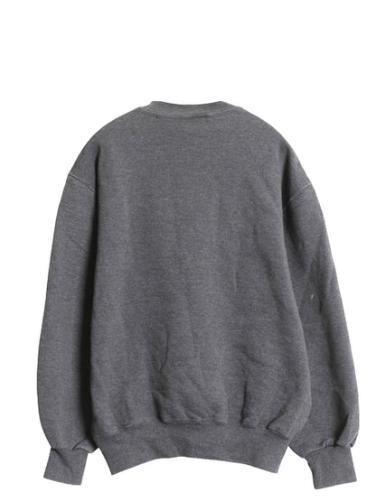 90s USA製 ラッセル 無地 スウェット メンズ レディース М 古着 オールド トレーナー 前V 裏起毛 ワンポイント ブランク シンプル グレー