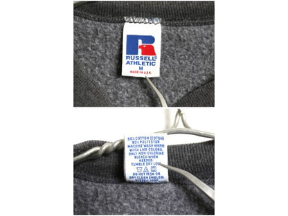 90s USA製 ラッセル 無地 スウェット メンズ レディース М 古着 オールド トレーナー 前V 裏起毛 ワンポイント ブランク シンプル グレー