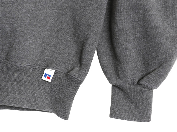 90s USA製 ラッセル 無地 スウェット メンズ レディース М 古着 オールド トレーナー 前V 裏起毛 ワンポイント ブランク シンプル グレー