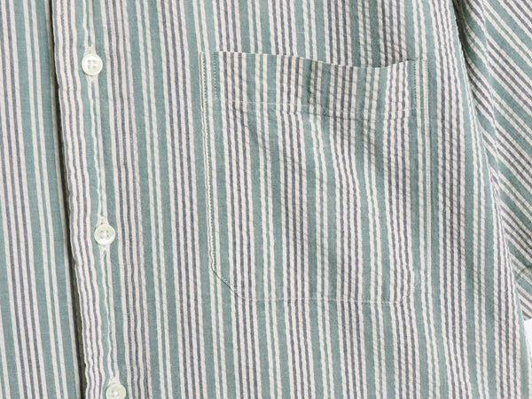 80s エルエルビーン ストライプ 半袖 ボタンダウン シャツ メンズ M ヴィンテージ 半袖シャツ コットン シアサッカー カジュアル ゆったり