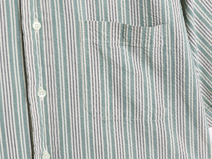 80s エルエルビーン ストライプ 半袖 ボタンダウン シャツ メンズ M ヴィンテージ 半袖シャツ コットン シアサッカー カジュアル ゆったり