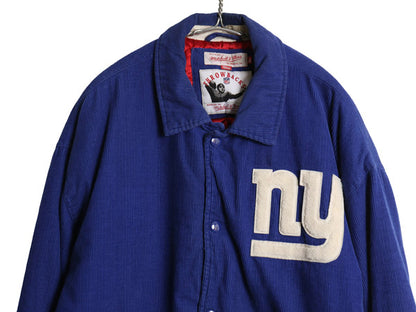 ミッチェルアンドネス ジャイアンツ 細畝 コーデュロイ スタジャン メンズ XL NFL オフィシャル 中綿 キルティング アメフト 大きいサイズ