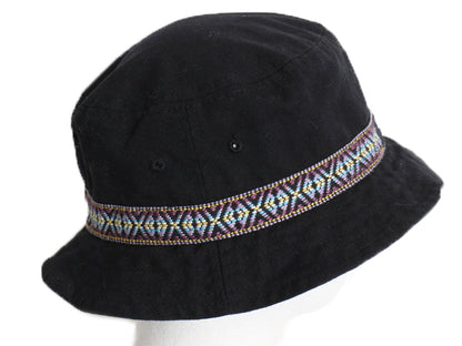ステューシー コットン バケット ハット メンズ レディース L XL / 古着 帽子 チロリアン テープ キャップ ワンポイント シンプル ブラック
