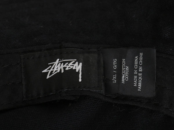 ステューシー コットン バケット ハット メンズ レディース L XL / 古着 帽子 チロリアン テープ キャップ ワンポイント シンプル ブラック