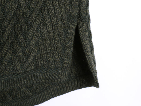 90s アイルランド製 aran crafts フード付き ケーブル ニット ロング カーディガン メンズ M オールド ジャケット メリノ ウール セーター