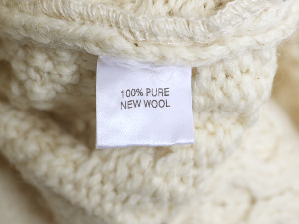 アイランド製 GLENCREE フィッシャーマン ウール ニット カーディガン レディース M / アラン ケーブル セーター 羽織り 前開き ナチュラル