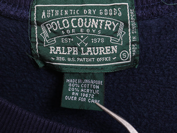 80s ポロカントリー ラルフローレン プリント スウェット キッズ S 140cm ヴィンテージ ポロ スポーツマン フィッシング トレーナー 裏起毛