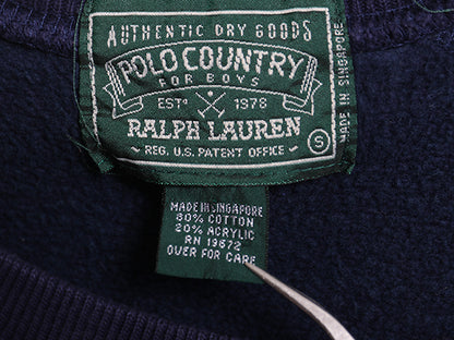 80s ポロカントリー ラルフローレン プリント スウェット キッズ S 140cm ヴィンテージ ポロ スポーツマン フィッシング トレーナー 裏起毛