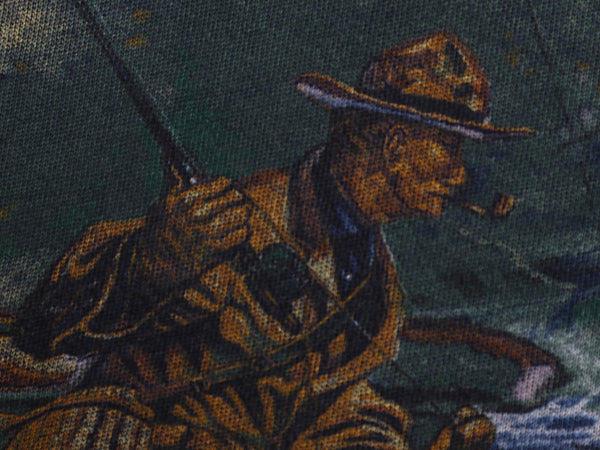 80s ポロカントリー ラルフローレン プリント スウェット キッズ S 140cm ヴィンテージ ポロ スポーツマン フィッシング トレーナー 裏起毛