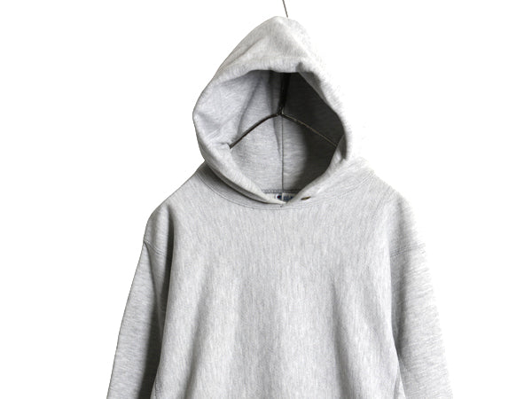 80s USA製 ★ チャンピオン リバースウィーブ スウェット フード パーカー メンズ M / ヴィンテージ トレーナー 目無し 無地 霜降り グレー