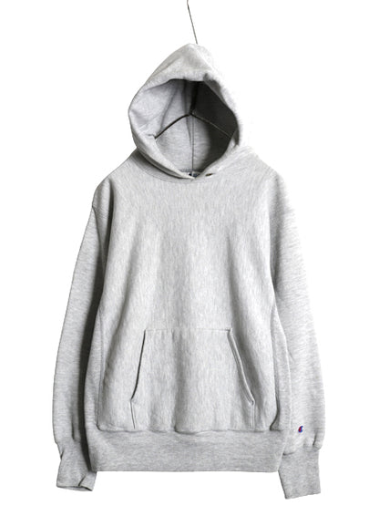 80s USA製 ★ チャンピオン リバースウィーブ スウェット フード パーカー メンズ M / ヴィンテージ トレーナー 目無し 無地 霜降り グレー