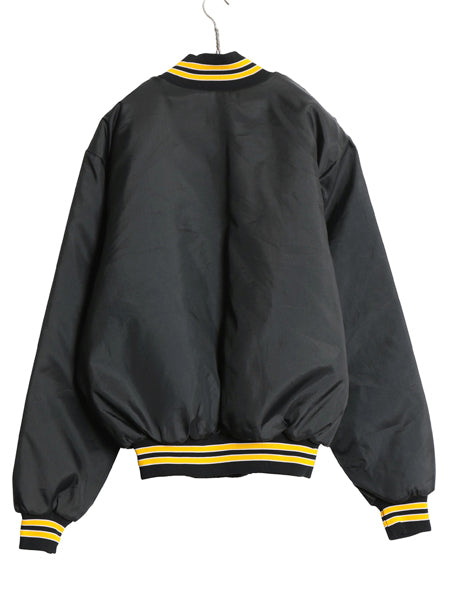 デッドストック 80s 90s USA製 カレッジ ナイロン サテン スタジャン メンズ L 新品 ヴィンテージ 中綿 キルティング ライナー ブルゾン 黒