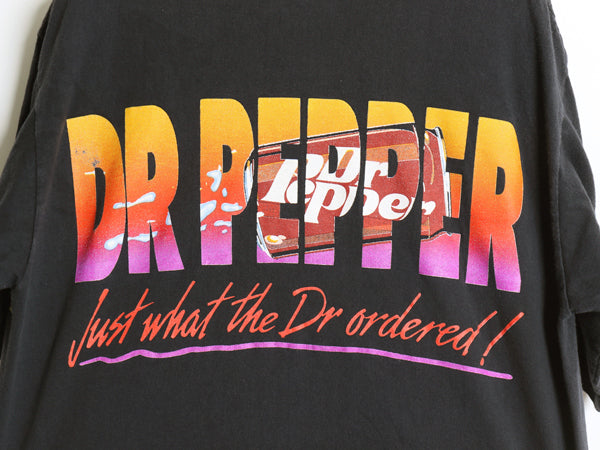 90s ドクターペッパー 企業 イラスト プリント 半袖 Tシャツ メンズ M 程 古着 オールド 当時物 グラフィック アート シングルステッチ 黒
