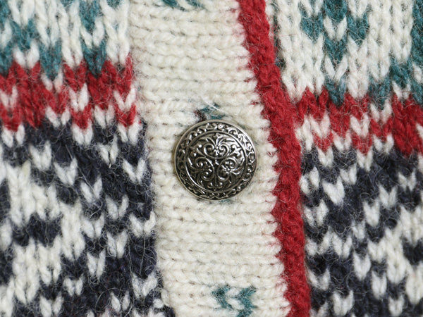 80s USA製 エルエルビーン ヘンリーネック ニット セーター レディース M ヴィンテージ ウール バーズアイ ノルディック 総柄 プルオーバー