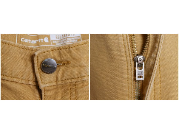 US企画 カーハート ダブルニー キャンバス ペインター パンツ 実寸 34 32 102802 ワーク ストレッチ コットン ダック ストレート ブラウン