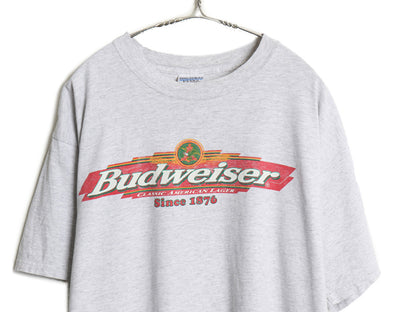 90s ★ バドワイザー カメレオン イラスト プリント Tシャツ メンズ XL / オールド グラフィック ビール 当時物 企業物 アニマル 霜降り 灰