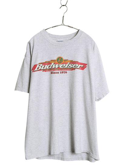90s ★ バドワイザー カメレオン イラスト プリント Tシャツ メンズ XL / オールド グラフィック ビール 当時物 企業物 アニマル 霜降り 灰