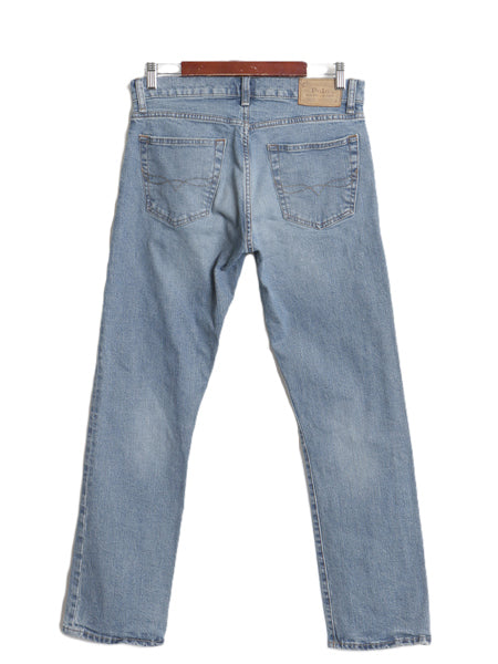 ポロ ラルフローレン デニム パンツ メンズ 30 32 / ヴィンテージ 加工 ジーンズ ジーパン ストレート 革パッチ ストレッチ ヒゲ アタリ 