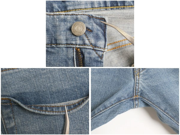 ポロ ラルフローレン デニム パンツ メンズ 30 32 / ヴィンテージ 加工 ジーンズ ジーパン ストレート 革パッチ ストレッチ ヒゲ アタリ 