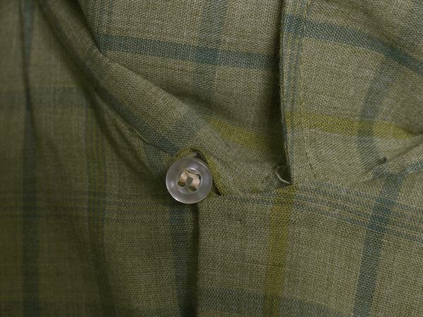 デッドストック 70s ★ アロー チェック オープンカラー 長袖 シャツ メンズ L USA製 ヴィンテージ ループ留め 開襟 ボックス ポケット付き