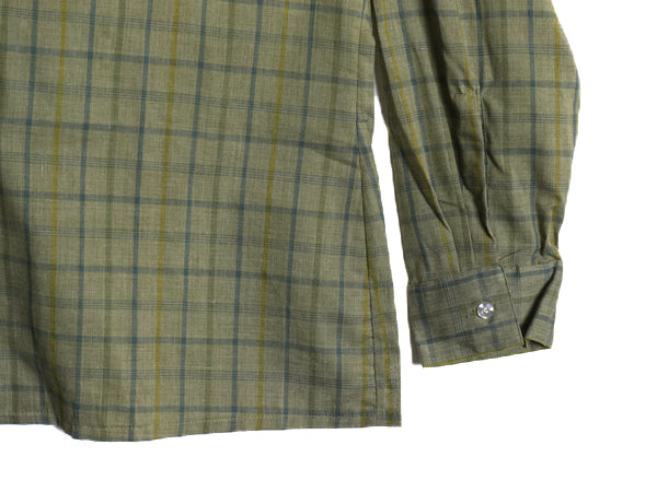 デッドストック 70s ★ アロー チェック オープンカラー 長袖 シャツ メンズ L USA製 ヴィンテージ ループ留め 開襟 ボックス ポケット付き