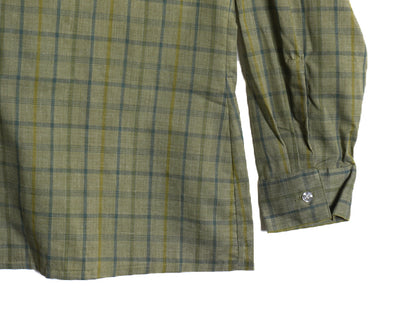 デッドストック 70s ★ アロー チェック オープンカラー 長袖 シャツ メンズ L USA製 ヴィンテージ ループ留め 開襟 ボックス ポケット付き