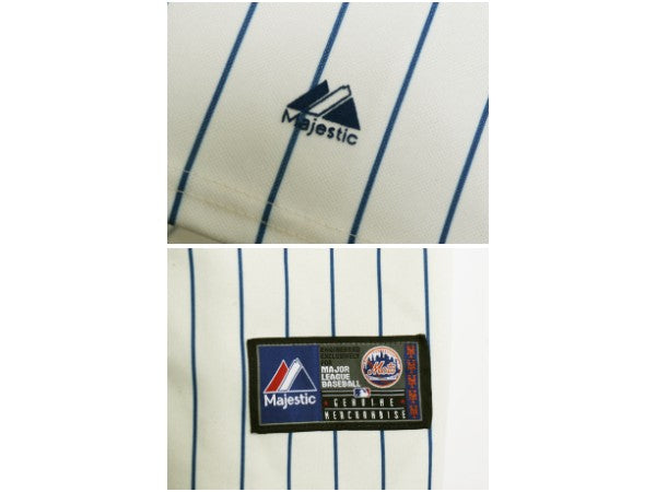 メッツ ベースボール シャツ メンズ S MLB オフィシャル マジェスティック 大リーグ ユニフォーム ゲームシャツ メジャーリーグ ストライプ