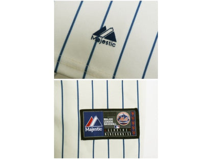 メッツ ベースボール シャツ メンズ S MLB オフィシャル マジェスティック 大リーグ ユニフォーム ゲームシャツ メジャーリーグ ストライプ