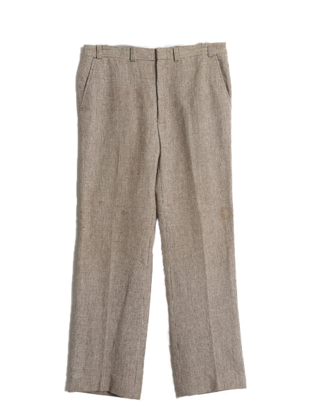 70s ウール スラックス パンツ メンズ 36 / ヴィンテージ ノータック ストレート トラウザー ボトムス ピンチェック トラッド マルチカラー