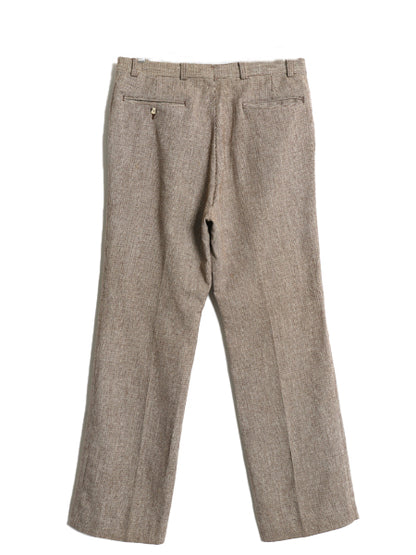 70s ウール スラックス パンツ メンズ 36 / ヴィンテージ ノータック ストレート トラウザー ボトムス ピンチェック トラッド マルチカラー