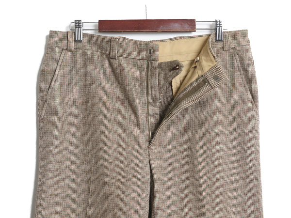 70s ウール スラックス パンツ メンズ 36 / ヴィンテージ ノータック ストレート トラウザー ボトムス ピンチェック トラッド マルチカラー