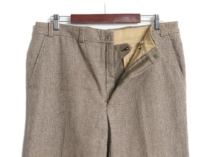 70s ウール スラックス パンツ メンズ 36 / ヴィンテージ ノータック ストレート トラウザー ボトムス ピンチェック トラッド マルチカラー
