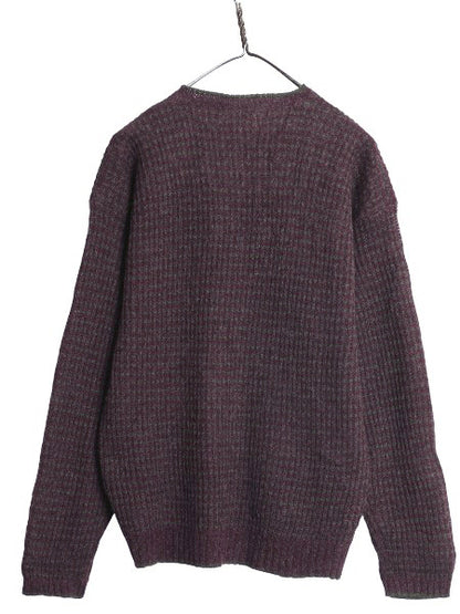 デッドストック 90's ウールリッチ ウール ニット カーディガン レディース M / オールド セーター バーズアイ 丸首 前開き 羽織り 重ね着