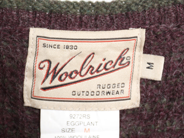 デッドストック 90's ウールリッチ ウール ニット カーディガン レディース M / オールド セーター バーズアイ 丸首 前開き 羽織り 重ね着