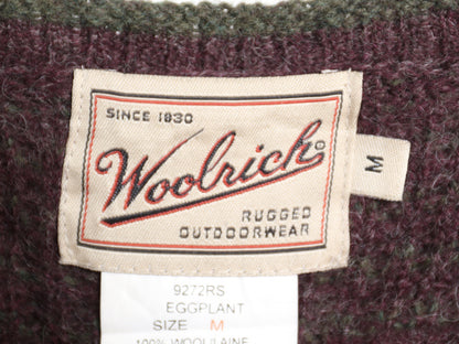 デッドストック 90's ウールリッチ ウール ニット カーディガン レディース M / オールド セーター バーズアイ 丸首 前開き 羽織り 重ね着