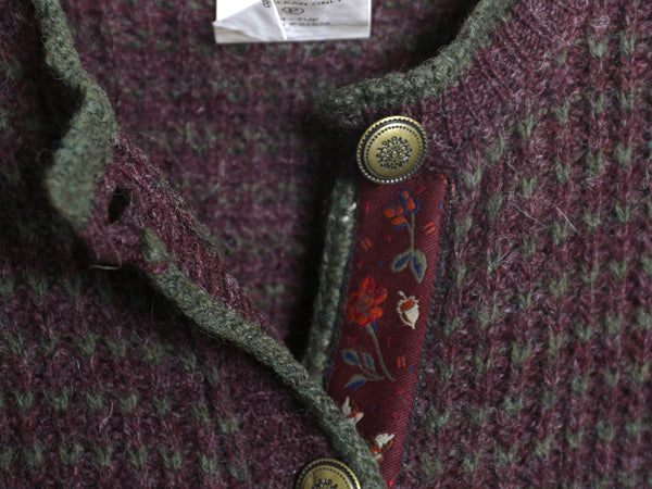 デッドストック 90's ウールリッチ ウール ニット カーディガン レディース M / オールド セーター バーズアイ 丸首 前開き 羽織り 重ね着