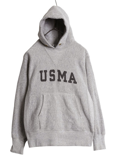 80s ★ チャンピオン リバースウィーブ USMA プリント スウェット パーカー メンズ S ヴィンテージ 軍物 ミリタリー 前V フード 染込み 灰