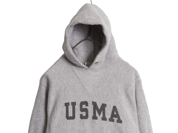 80s ★ チャンピオン リバースウィーブ USMA プリント スウェット パーカー メンズ S ヴィンテージ 軍物 ミリタリー 前V フード 染込み 灰